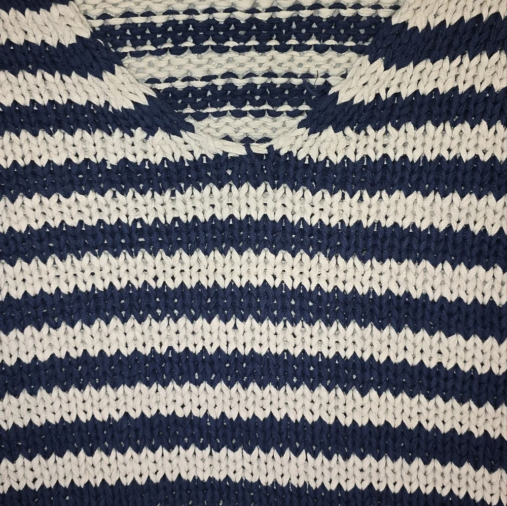 FREE PEOPLE Portland Pullover Navy Blue Stripes Sweater Knit SMALL - Picture 5 of 10